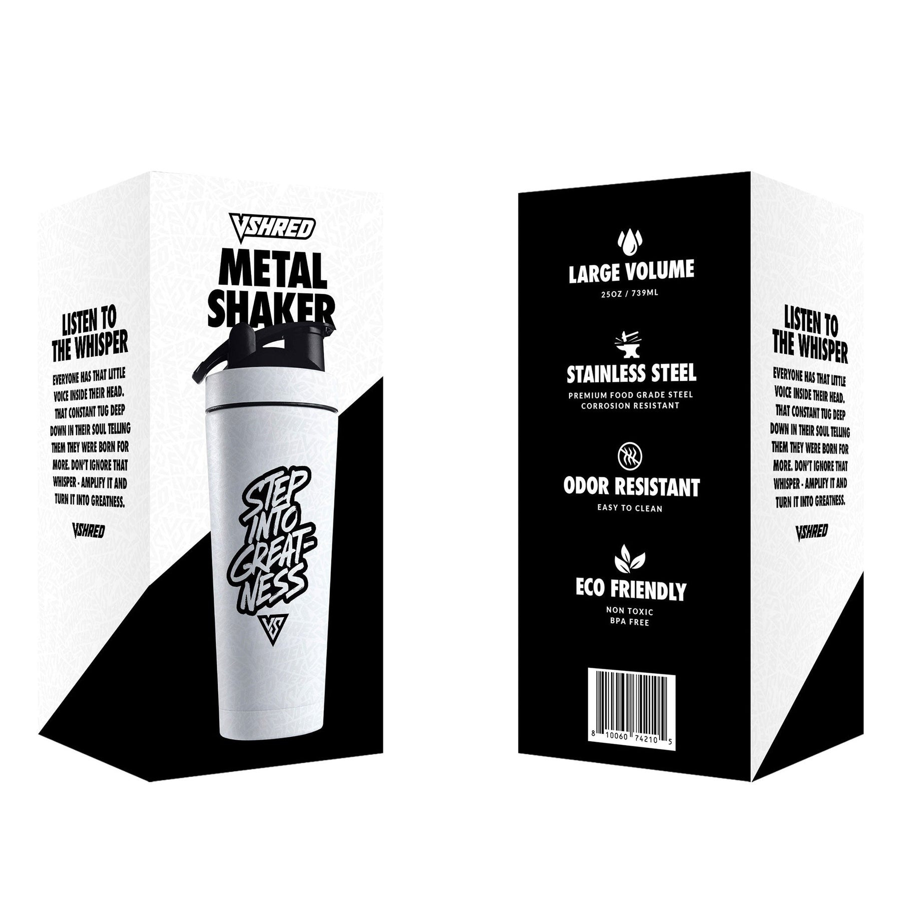 V SHRED STEP INTO GREATNESS LIMITED EDITION 20oz BLACK SHAKER BOTTLE – V  Shred Clothing